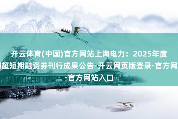 开云体育(中国)官方网站上海电力：2025年度第三期超短期融资券刊行成果公告-开云网页版登录·官方网站入口
